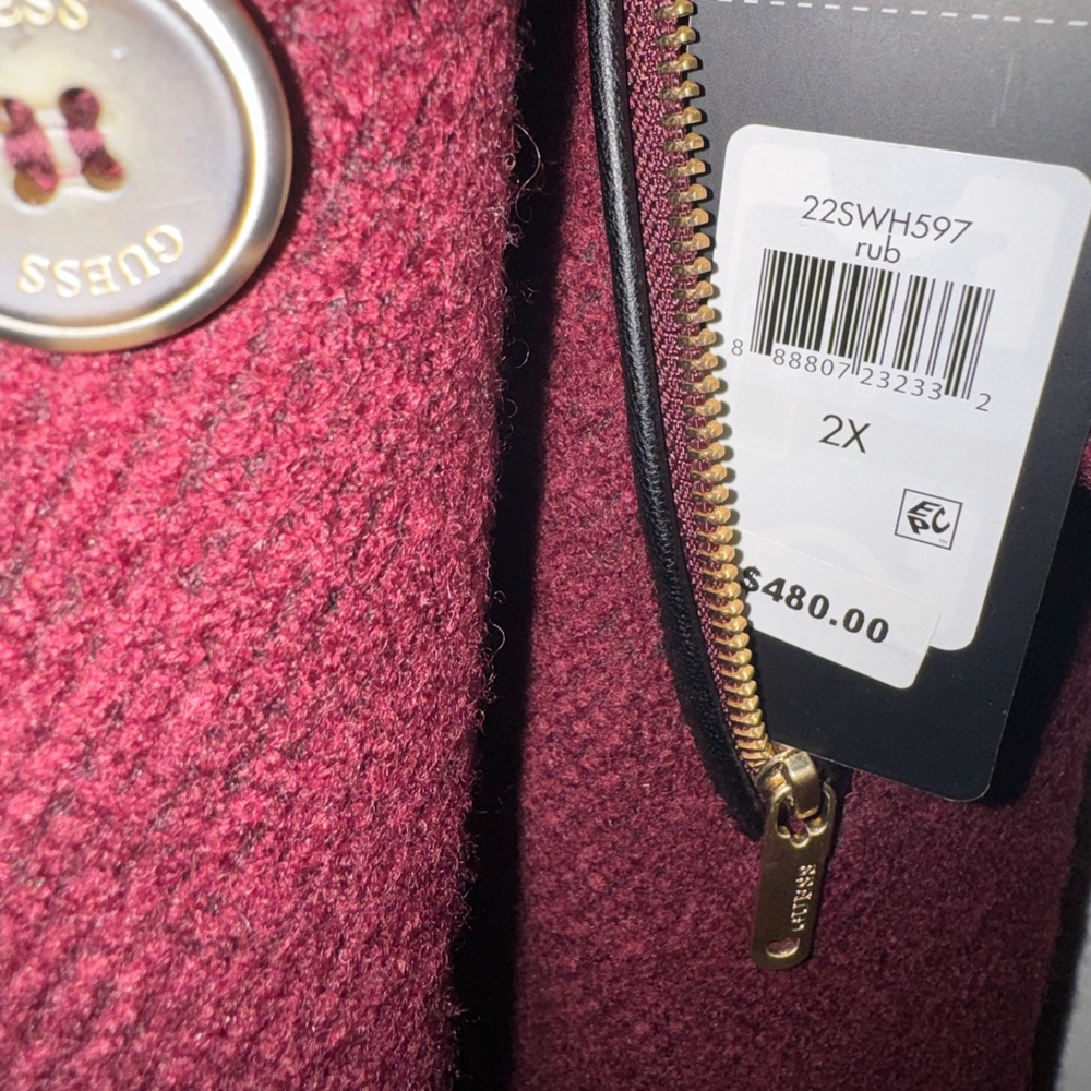 Guess Maroon Outerwear with Gold Accents